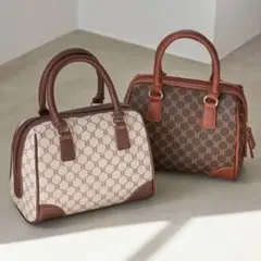 2way モノグラム柄 レザー ショルダー バッグ アイボリー ミニボストン