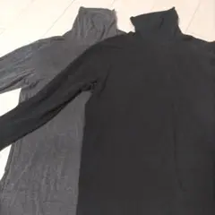 タートルネック長袖シャツセット（グレー・黒）