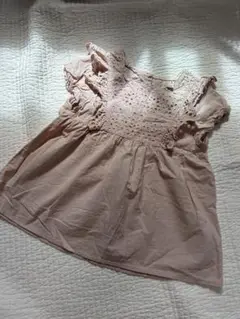 美品 プティマイン 夏物 ピンク 女の子 刺繍 トップス カットソー ブラウス