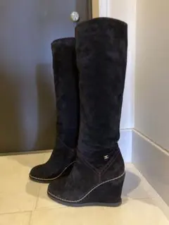 シャネル ロングブーツ ココマーク 36 ウェッジソール CHANEL