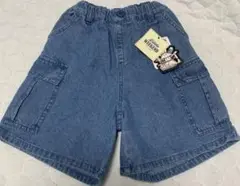 新品　デニム カーゴサイドポケット付きハーフパンツ