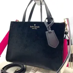 ケイトスペード ハンドバッグ 3way スエード レザー 黒 ブラック 金具ロゴ