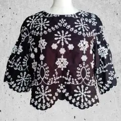 NIBUKO ザラ トラファルック 刺繍ブラウス 木の実 ショートトップス