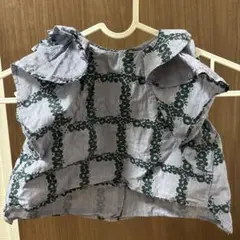 大柄チェック柄フリルシャツ 80