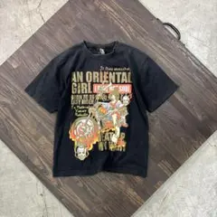 7SM3 バイカー　プリントTシャツ　半袖　ブラック　古着used