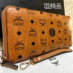 極美品 MCM ラウンドファスナー 長財布 ストラップ スタッズ ヴィセトス柄