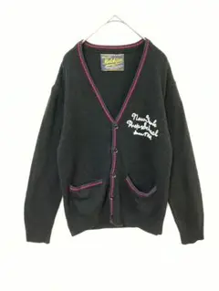 モディシュガゼ　黒色　ニットカーディガン　メンズM　刺繍入り