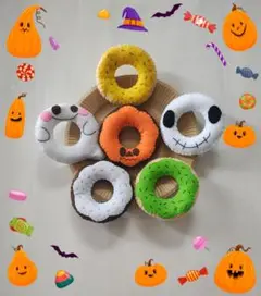 ハンドメイド　フエルト　ハロウィンのドーナツ屋さん
