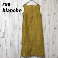 【ルブランシュ】ノースリーブワンピース　刺繍　黄色　薄手　サイズ2