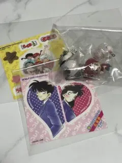 コナン、高橋留美子作品ステッカー、らんまキーホルダーセット