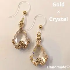 ¥180 クリスタルドロップ型ピアス
