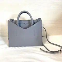 【美品】Hashibami ベルグ ショルダーバッグ 2way ブルーグレー