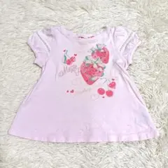 メゾピアノ　90サイズ　イチゴ柄　ストーン　トップス　子供服