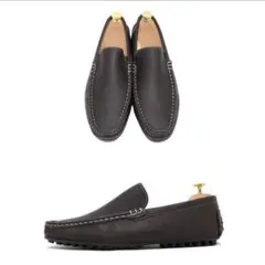 美品 GLENFORD 41 スエードペニーローファー シューズ スリッポン 黒 GLENFORD ハンドメイド 本革 スエード ビット ローファー