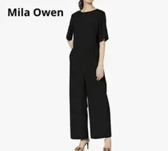Mila Owen ミラオーウェン 背中あき 半袖 ロンパース ブラック ズボン