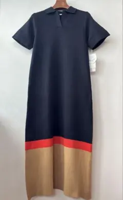 《新品タグ付き》ミラオーウェン スキッパー衿ロングニットワンピース
