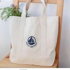PETIT BATEAU ロゴ入りトートバッグ ベージュ