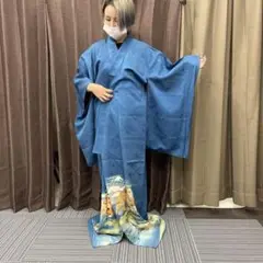 アンティーク着物 レトロ着物 浮世絵柄 東海道五十三次 富士山