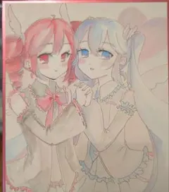 初音ミク 重音テト イラスト色紙