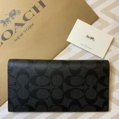 COACH コーチ アウトレット 二つ折りシグネチャー 長財布 新品