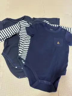 ベビー肌着　ベビーギャップロンパース３枚セット 6-12ヶ月 ネイビー