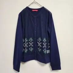 美品　グラニフ　graniph 透け感　　シアー素材　刺繍カーディガン　F