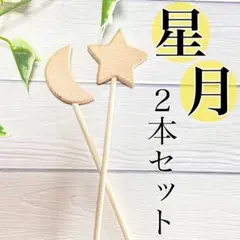 星　月　2本セット　ウッドステッキ　月齢フォト　ウッドスティック
