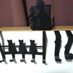 黒猫 ペン立て&フックセット