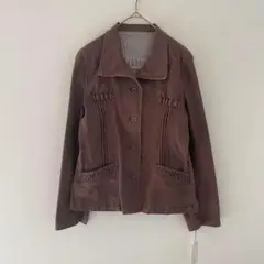 新品　ブラウンフリルジャケット　春アウタースプリングコート　フォーマルオフィスM
