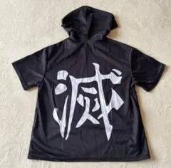 鬼滅の刃　Tシャツ　速乾　フード　黒　半袖　涼しい　春　ブラック