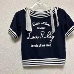 Love Rabby 半袖シャツ ネイビー　140 リボンつき