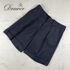美品 ドゥロワー ショートパンツ ストライプ 黒 サイズ36*QB752
