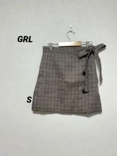 ORL ブラウン系チェック ラップスカート S