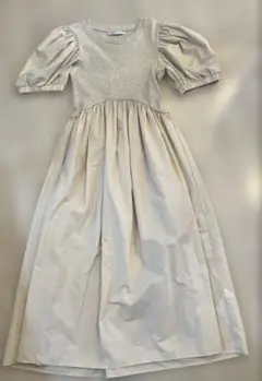 ZARA ベージュ パフスリーブ ロングワンピース カジュアル
