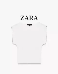 ZARA ジッパー付きニットトップス　ホワイト　S 2025ss 新品