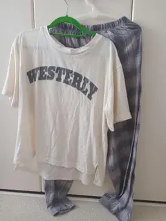 TシャツとチェックパンツセットM