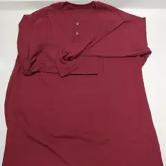【即購入OK♥】ヘンリーネック シャツ スリムフィット 長袖 ワインレッド