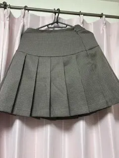 スカート　千鳥柄　プリーツ　ベージュ　ブラウン