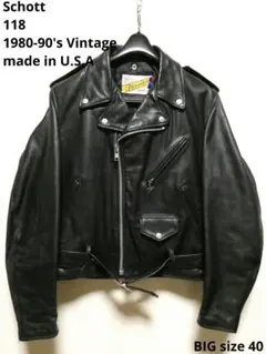 限定値下　schott 118 USA製 レザー ライダースジャケット 40 Schott(ショット) / 118/ダブルライダースジャケット/40/レザー