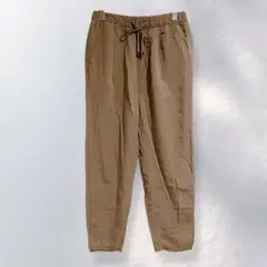バックナンバー テーパードパンツ リネン混 クロップド丈 総ゴム M《862