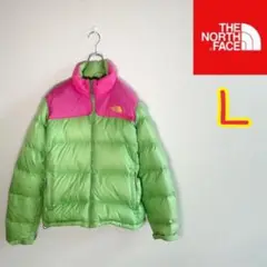 ノースフェイス ダウンジャケット 700 きみどり×ピンク レディースL