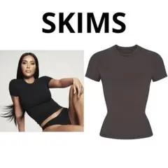 着画有り！SKIMS cotton jersey Tシャツ XS ブラウン