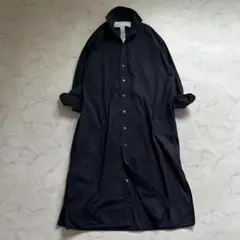 ティッカ スクエアビッグロングシャツ シャツワンピース ロング ブラック
