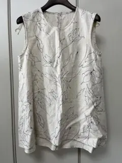vicens ビセンス カットソー 花柄ノースリーブトップス ベージュ系