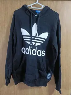 adidas フード付きニットパーカー M ブラック