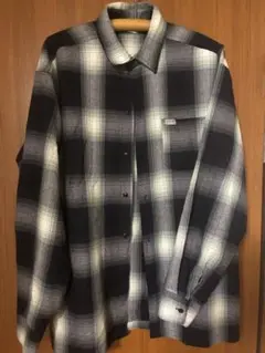 caltop 黒白チェック 長袖ネルシャツ