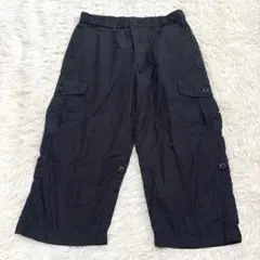 6905 良品✨ユニクロ ハーフパンツ 半端丈カーゴパンツ 黒 ブラック