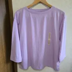 無印良品 Mサイズ ラベンダー 五分袖Tシャツ