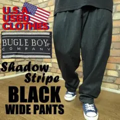LS1-791【US古着 BUGLE BOY】美シルエット ブラックワイドパンツ
