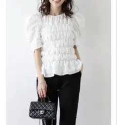 AMELY エミリー　5分袖 ギャザー Tシャツカットソー